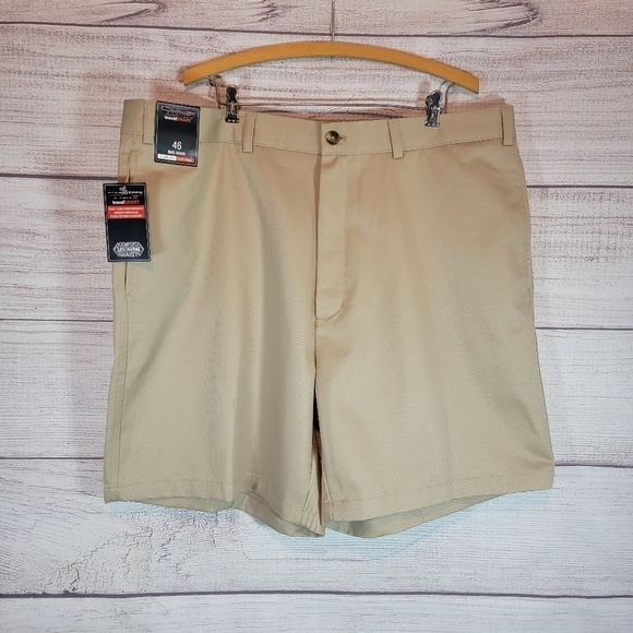 𝅺ROUNDTREE & Yorke Classic Fit Travel Smart Big Man Shorts Tan Size 46 - Picture 1 of 5